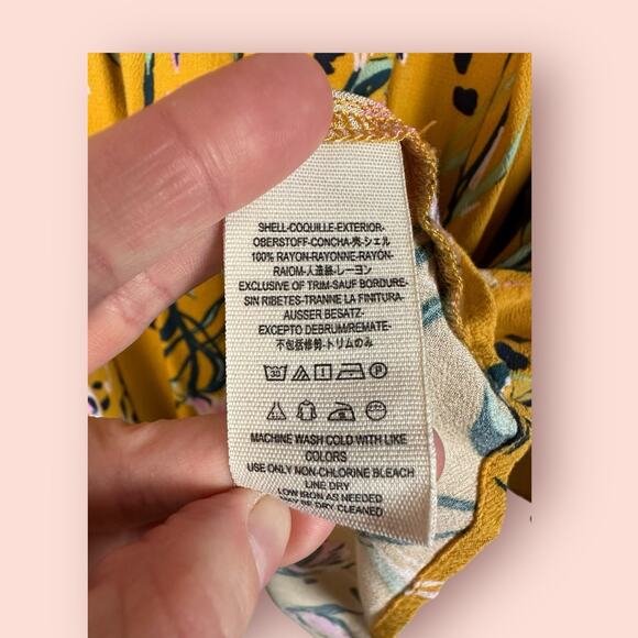 Free People Bella Golden Yellow Floral Print Tunic mini dress Size XS - Picture 4 of 5